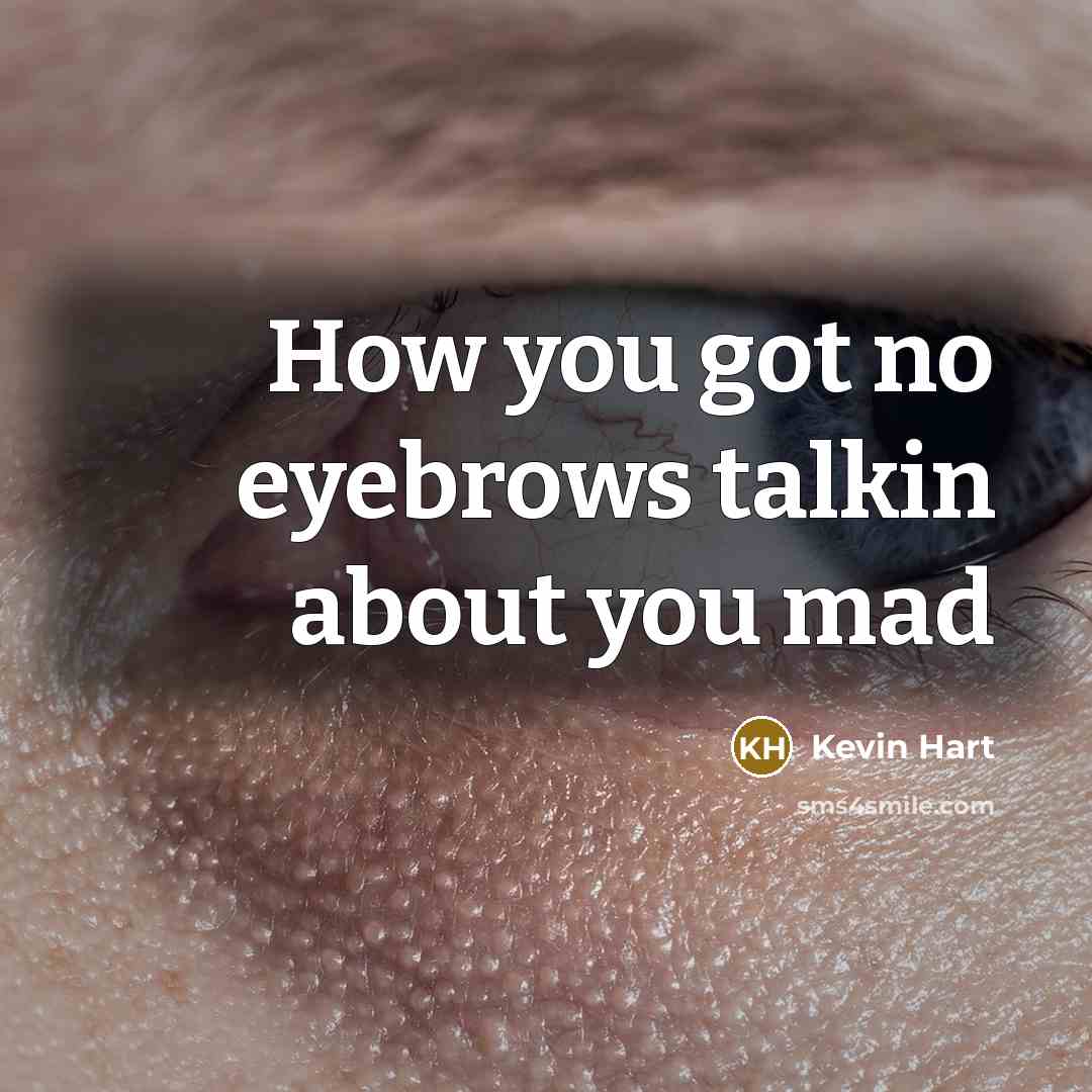 “How you got no eyebrows talkin about you mad…” quote by Kevin Hart