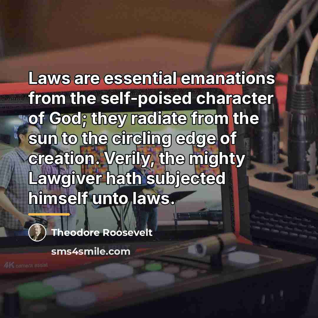 “Laws are essential emanations from the self-poised character of God;…” quote by Theodore Roosevelt