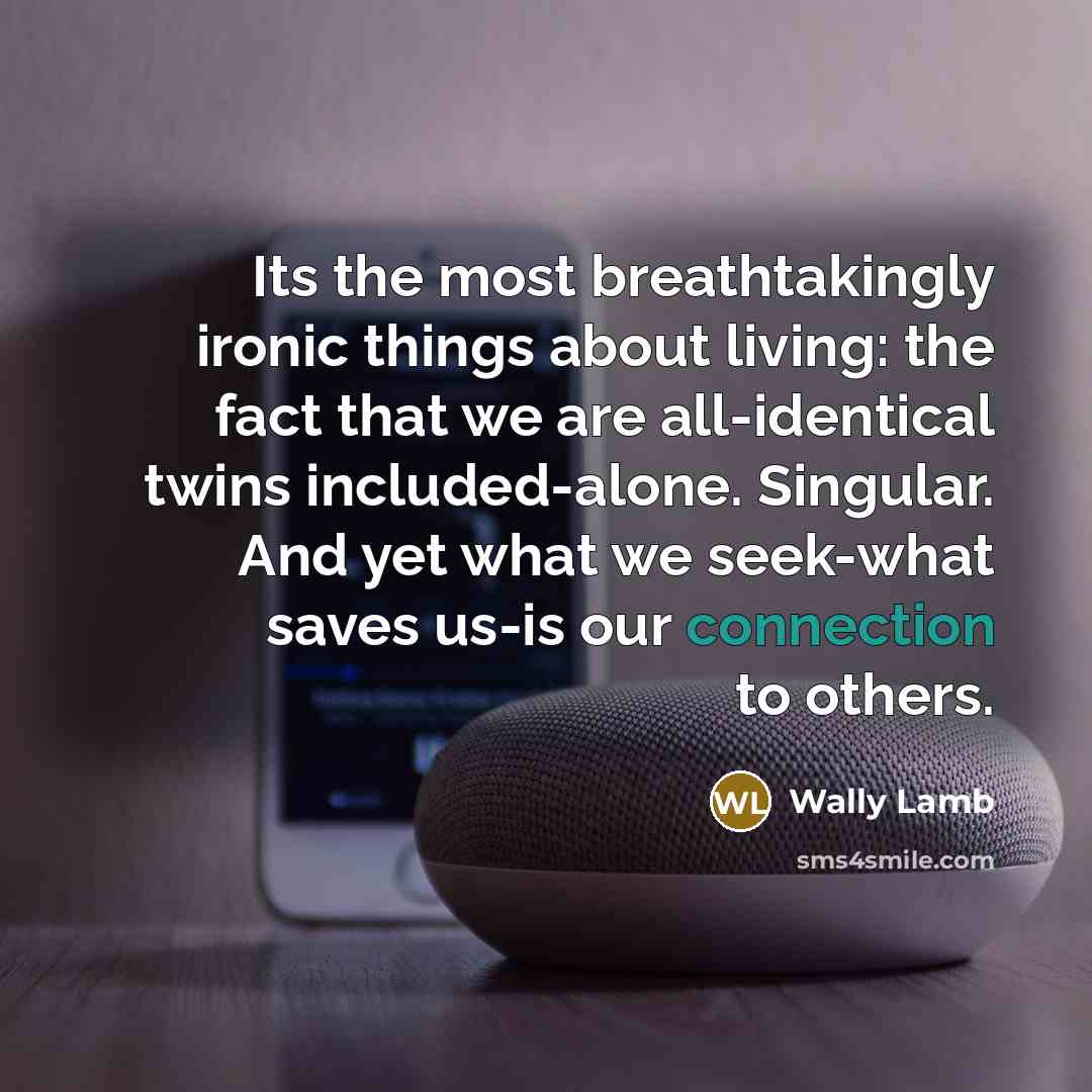 “Its the most breathtakingly ironic things about living: the fact…” quote by Wally Lamb