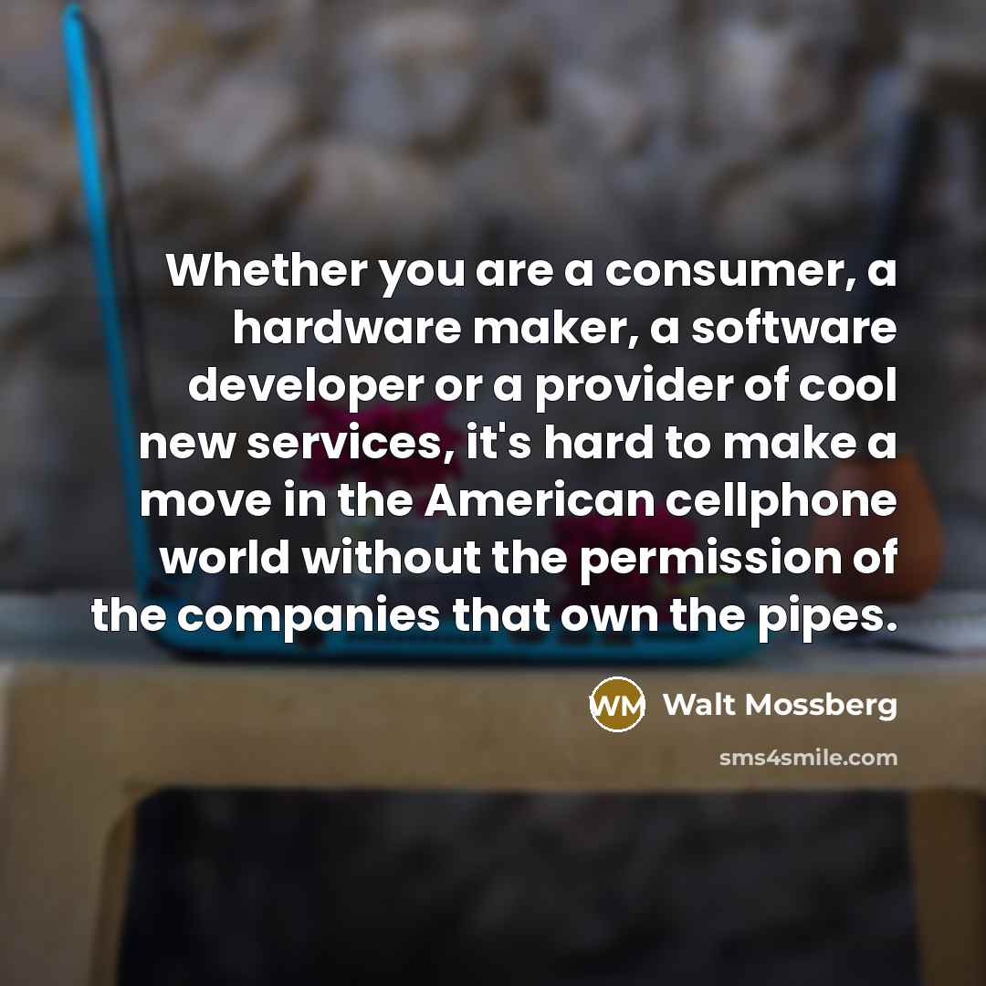 “Whether you are a consumer, a hardware maker, a software…” quote by Walt Mossberg