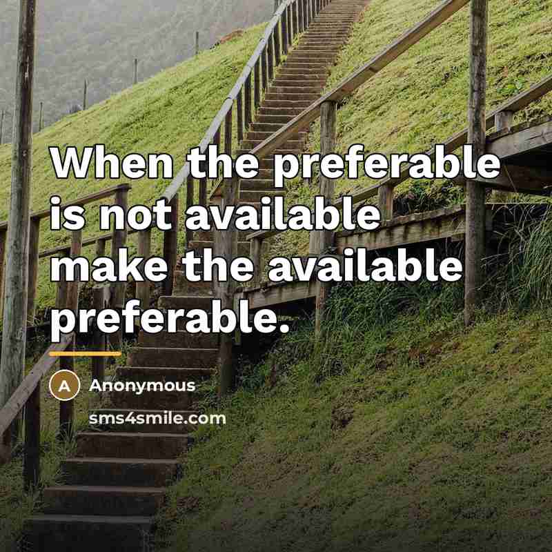 “When the preferable is not available make the available preferable.…” quote by Anonymous