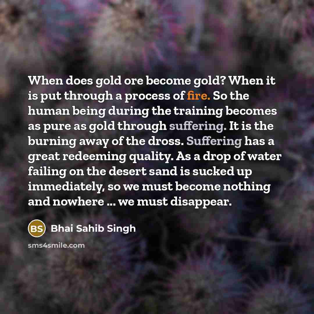 “When does gold ore become gold? When it is put…” quote by Bhai Sahib Singh