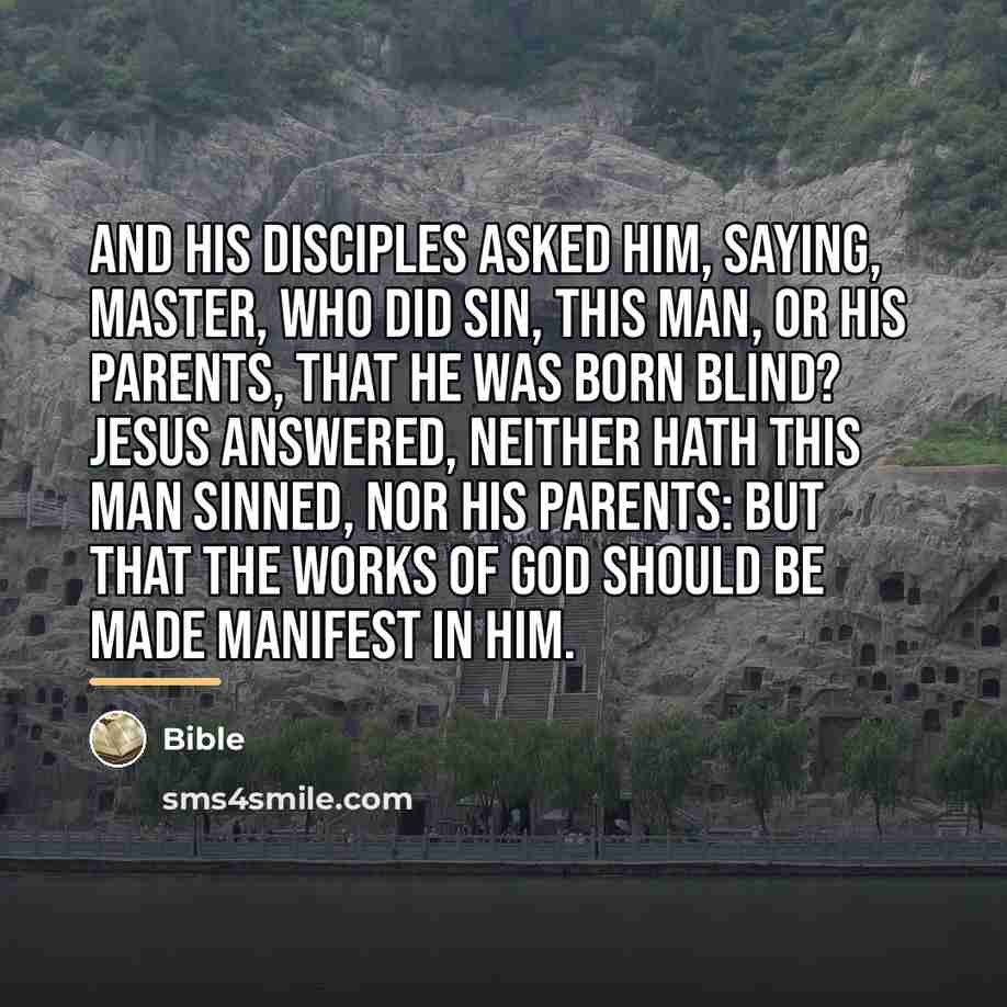 “And his disciples asked him, saying, Master, who did sin,…” quote by Bible