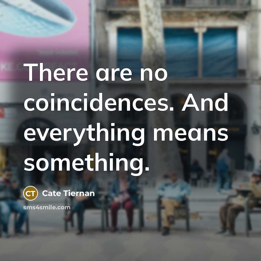 “There are no coincidences. And everything means something.…” quote by Cate Tiernan