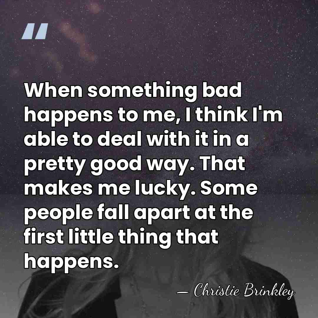 When something bad happens to me, I think I'm able to deal&hellip; - Christie Brinkley