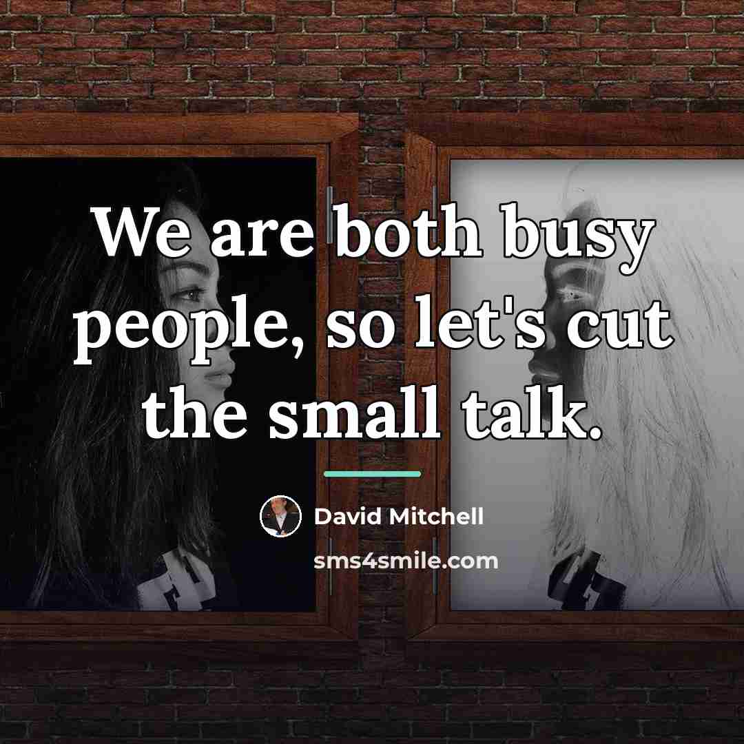 “We are both busy people, so let's cut the small…” quote by David Mitchell