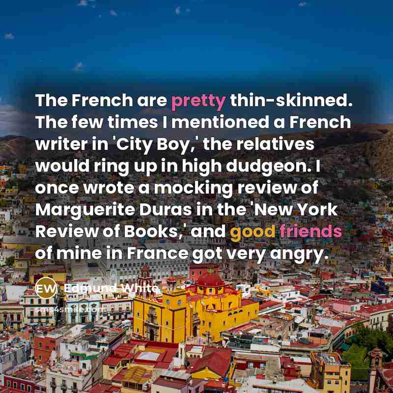 “The French are pretty thin-skinned. The few times I mentioned…” quote by Edmund White