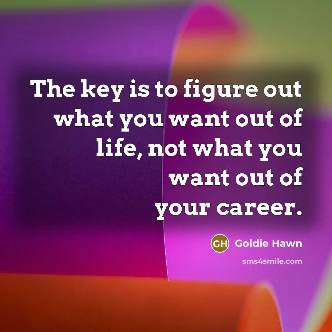 “The key is to figure out what you want out…” quote by Goldie Hawn