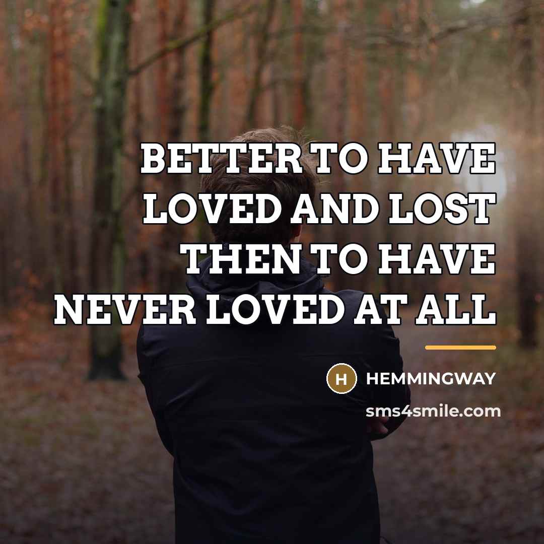“BETTER TO HAVE LOVED AND LOST THEN TO HAVE NEVER…” quote by Anonymous