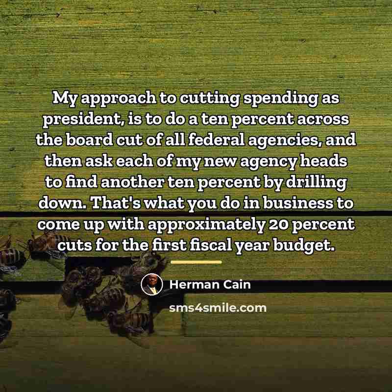 “My approach to cutting spending as president, is to do…” quote by Herman Cain