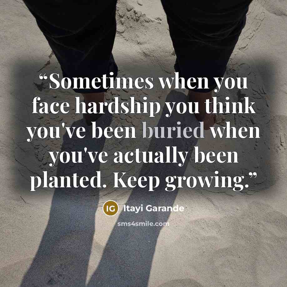 “Sometimes when you face hardship you think you've been buried when you've actually been planted. Keep growing.” quote by Itayi Garande