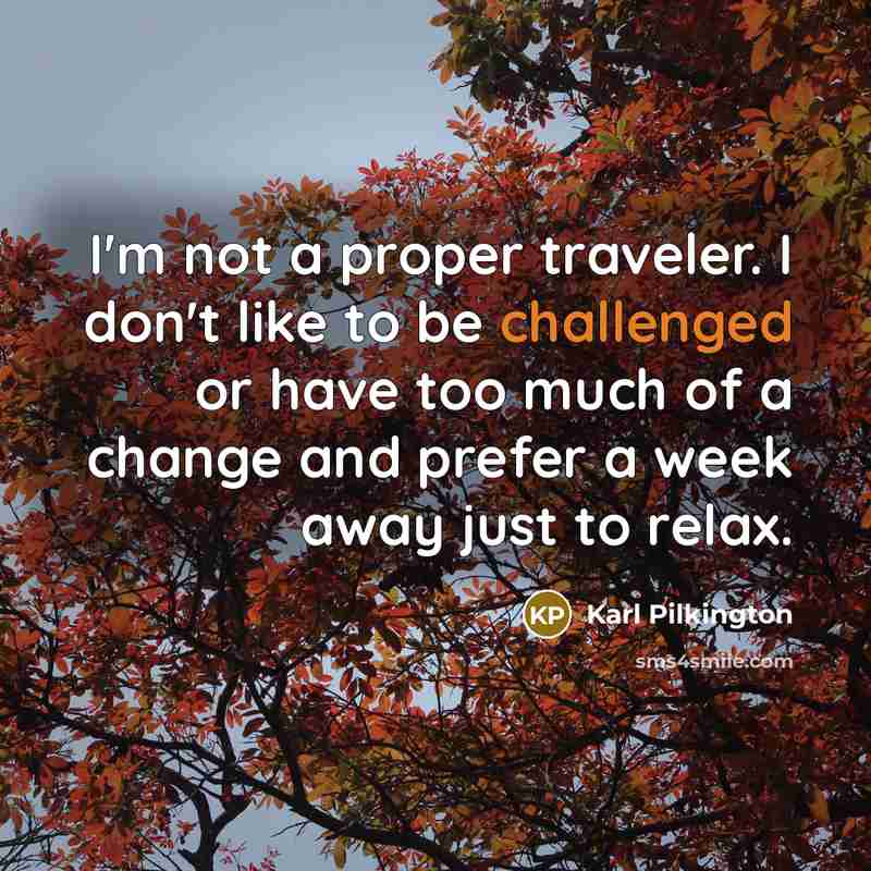 “I'm not a proper traveler. I don't like to be…” quote by Karl Pilkington