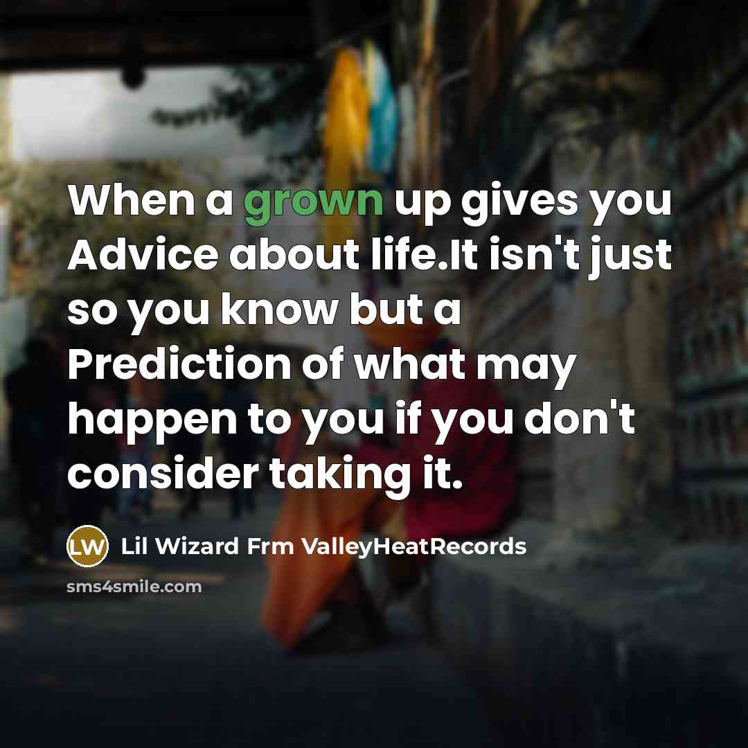 “When a grown up gives you Advice about life.It isn't…” quote by Lil Wizard Frm ValleyHeatRecords