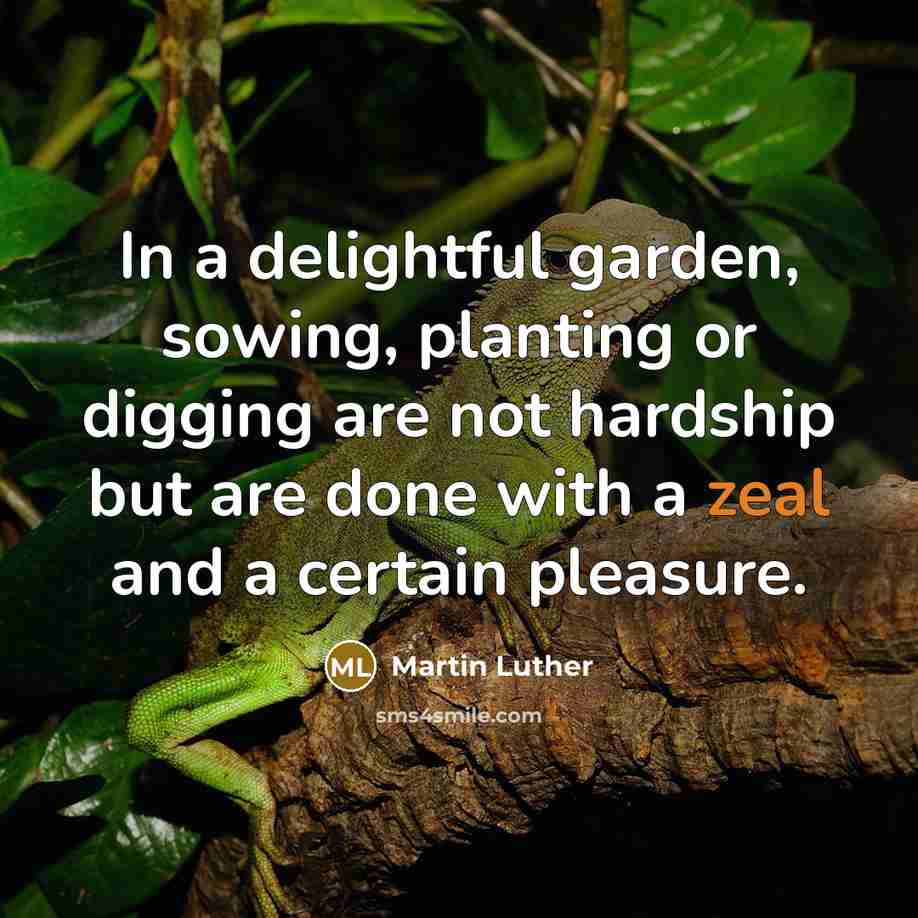 “In a delightful garden, sowing, planting or digging are not…” quote by Martin Luther
