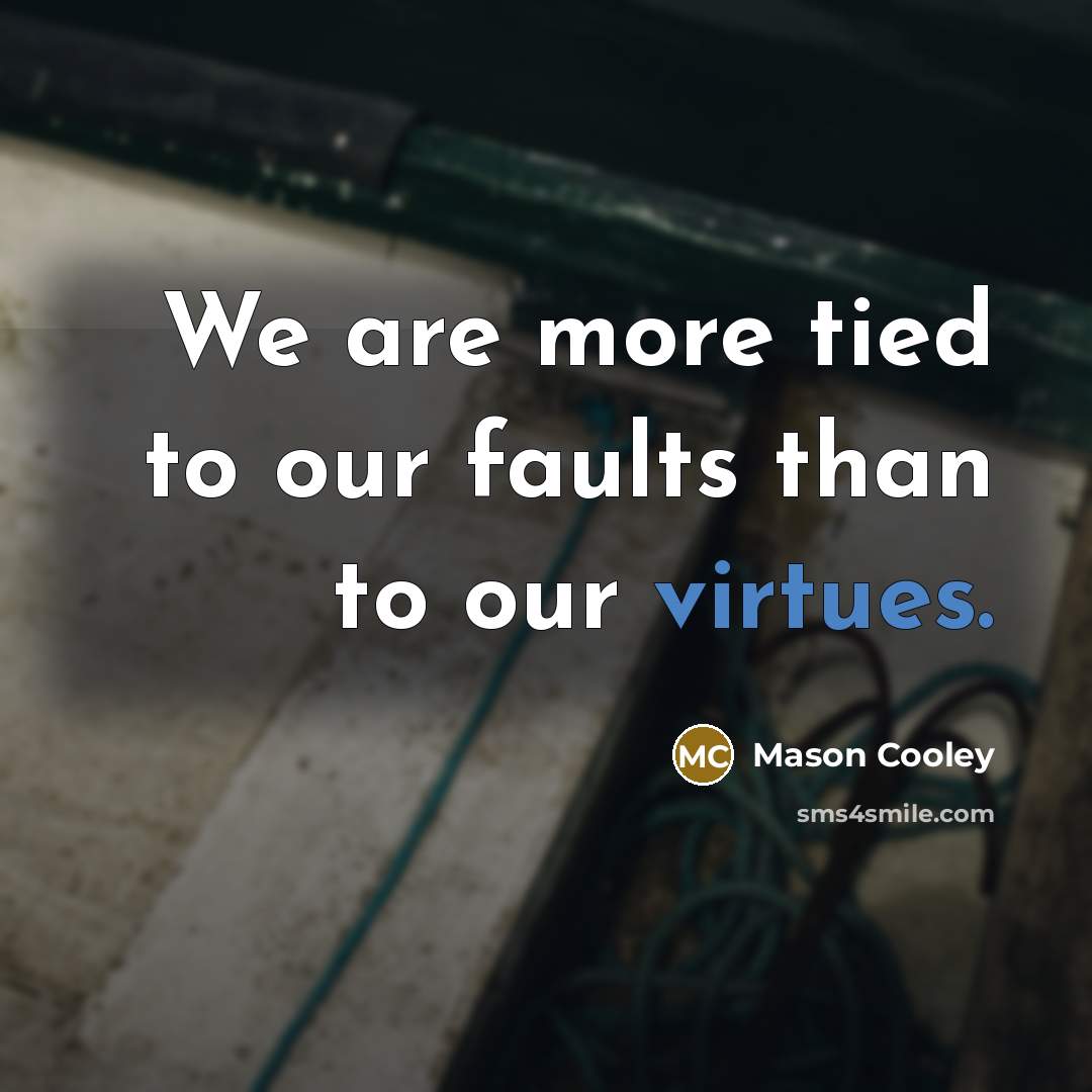 “We are more tied to our faults than to our…” quote by Mason Cooley