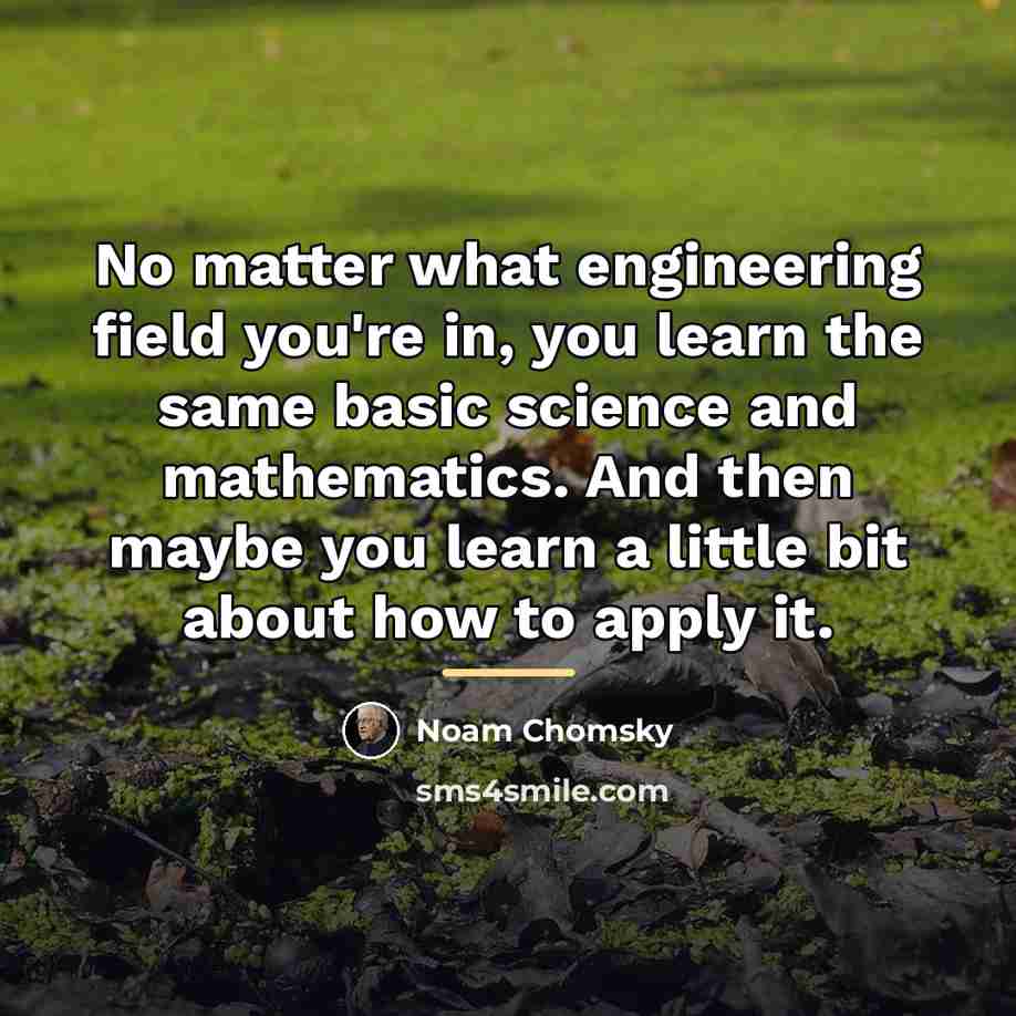 “No matter what engineering field you're in, you learn the…” quote by Noam Chomsky