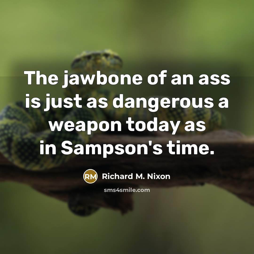 “The jawbone of an ass is just as dangerous a…” quote by Richard M. Nixon