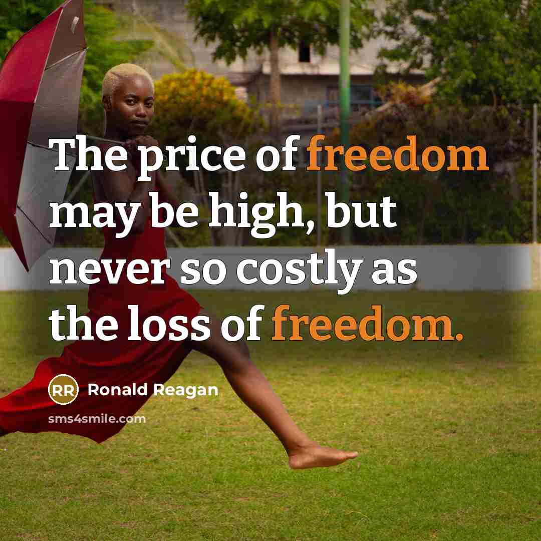 “The price of freedom may be high, but never so…” quote by Ronald Reagan