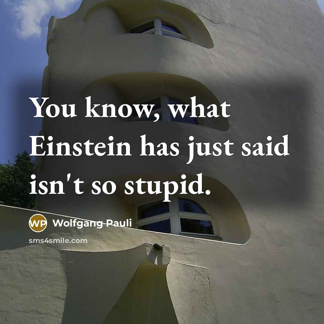 “You know, what Einstein has just said isn't so stupid.…” quote by Wolfgang Pauli