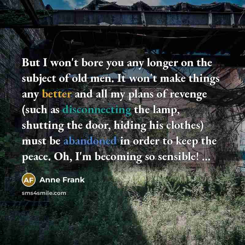 “But I won't bore you any longer on the subject…” quote by Anne Frank