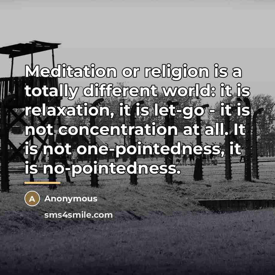 “Meditation or religion is a totally different world: it is…” quote by Anonymous