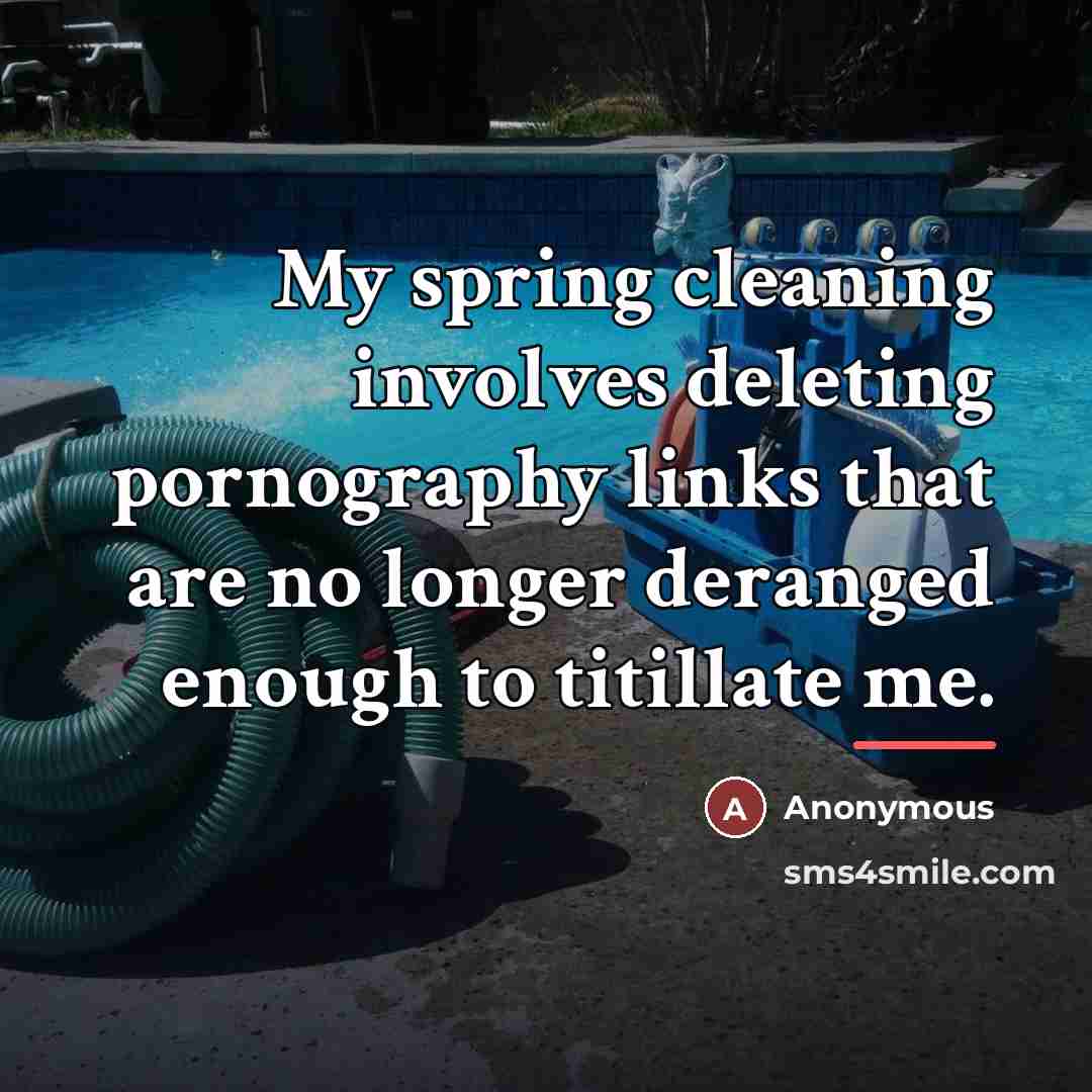 “My spring cleaning involves deleting pornography links that are no…” quote by Anonymous