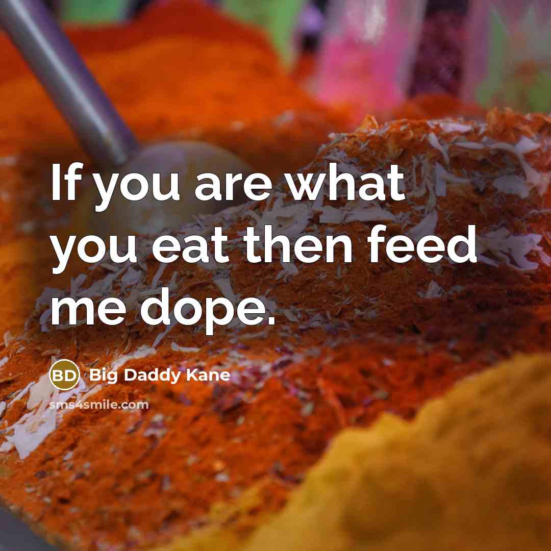 “If you are what you eat then feed me dope.…” quote by Big Daddy Kane