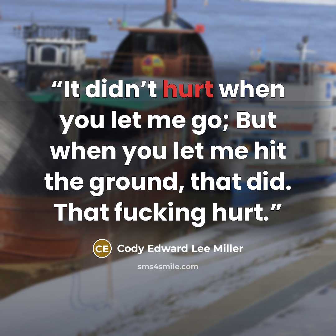 “It didn’t hurt when you let me go; But when you let me hit the ground, that did. That fucking hurt.” quote by Cody Edward Lee Miller