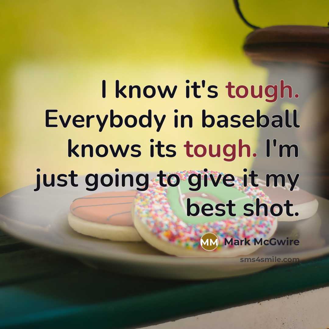 “I know it's tough. Everybody in baseball knows its tough.…” quote by Mark McGwire