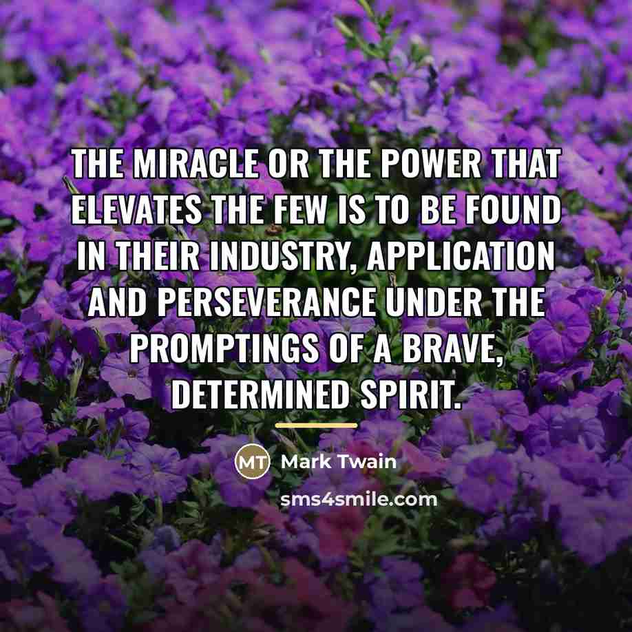 “The miracle or the power that elevates the few is…” quote by Mark Twain