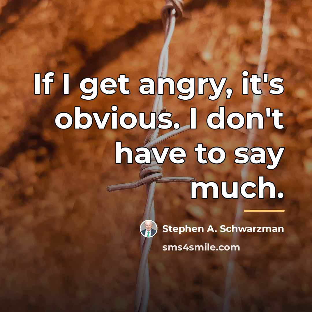 “If I get angry, it's obvious. I don't have to…” quote by Stephen A. Schwarzman