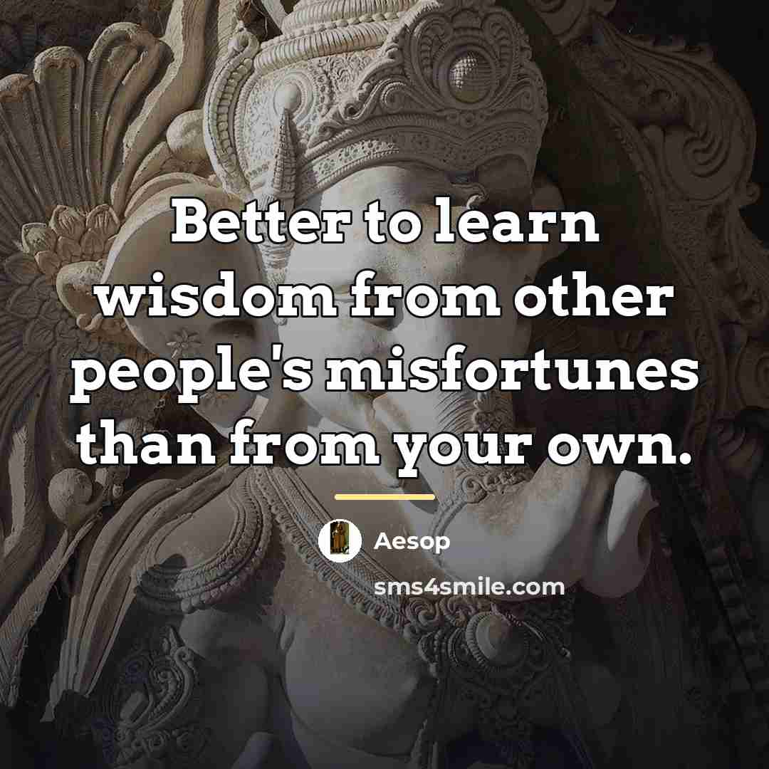 “Better to learn wisdom from other people's misfortunes than from…” quote by Aesop