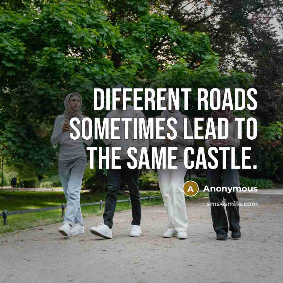 “Different roads sometimes lead to the same castle.” quote by Anonymous