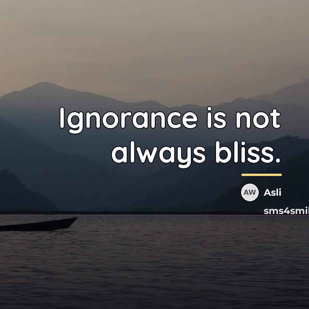 “Ignorance is not always bliss.…” quote by Asli