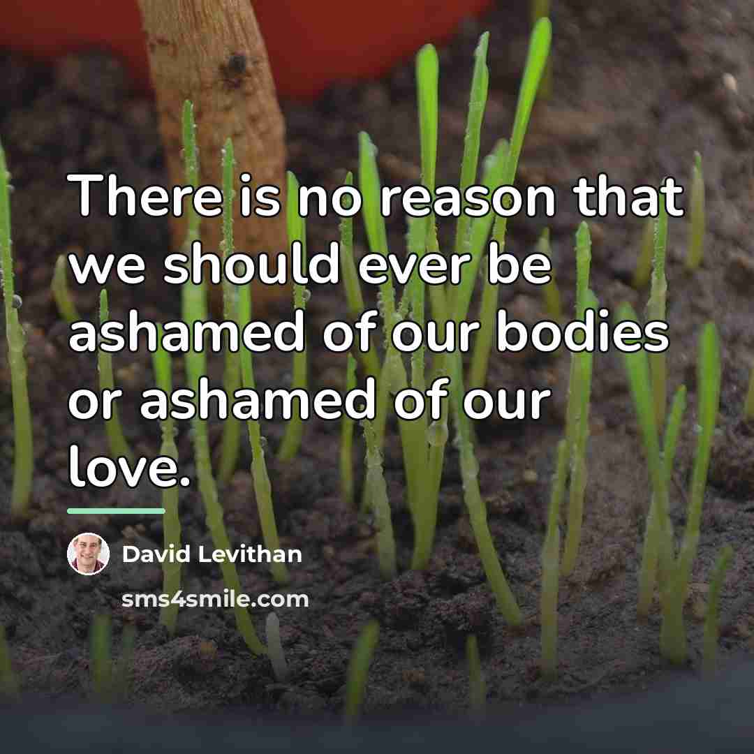 “There is no reason that we should ever be ashamed…” quote by David Levithan
