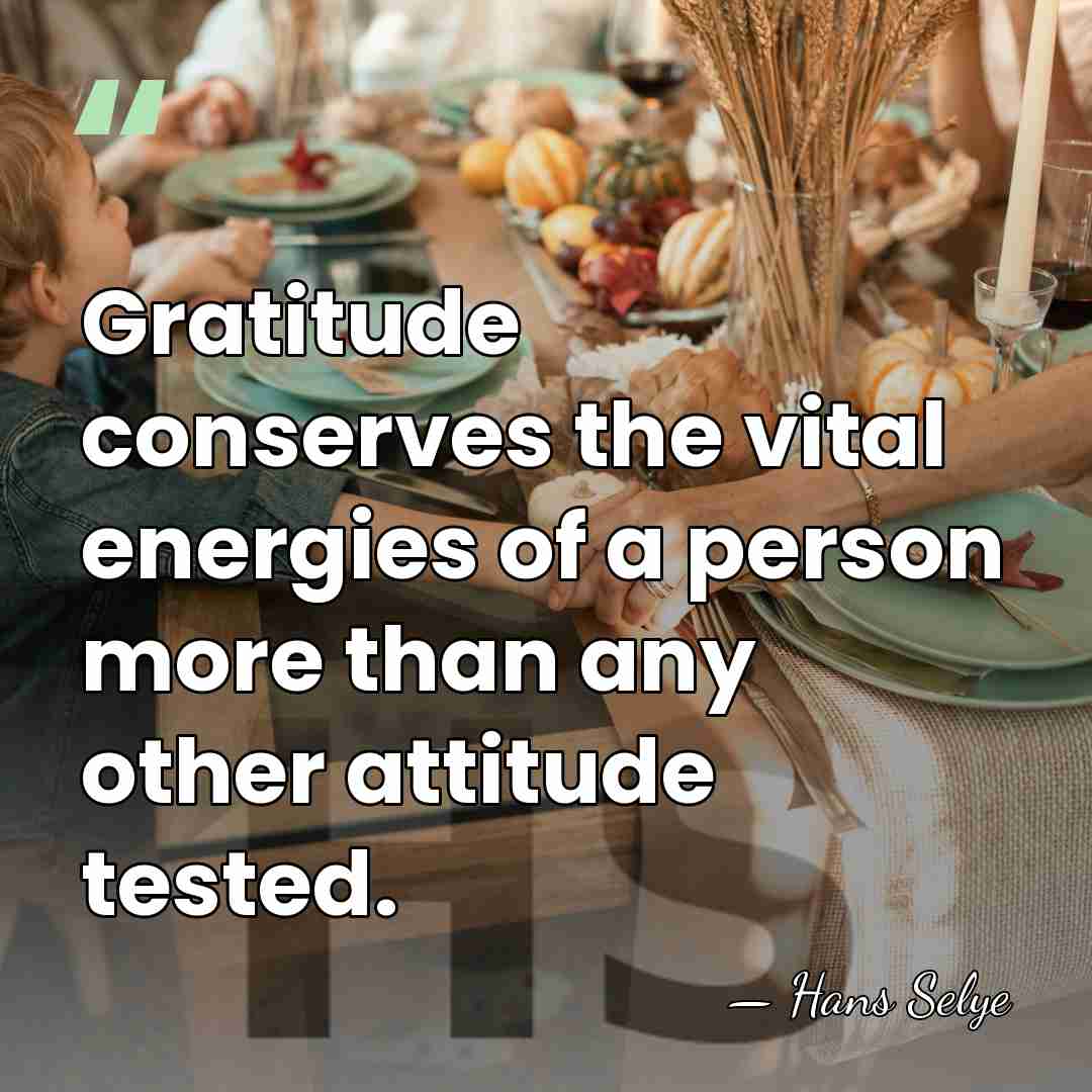 Gratitude conserves the vital energies of a person more than any other&hellip; - Hans Selye