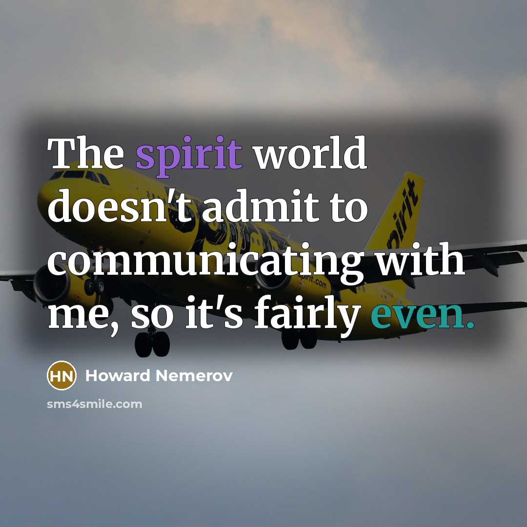 “The spirit world doesn't admit to communicating with me, so…” quote by Howard Nemerov