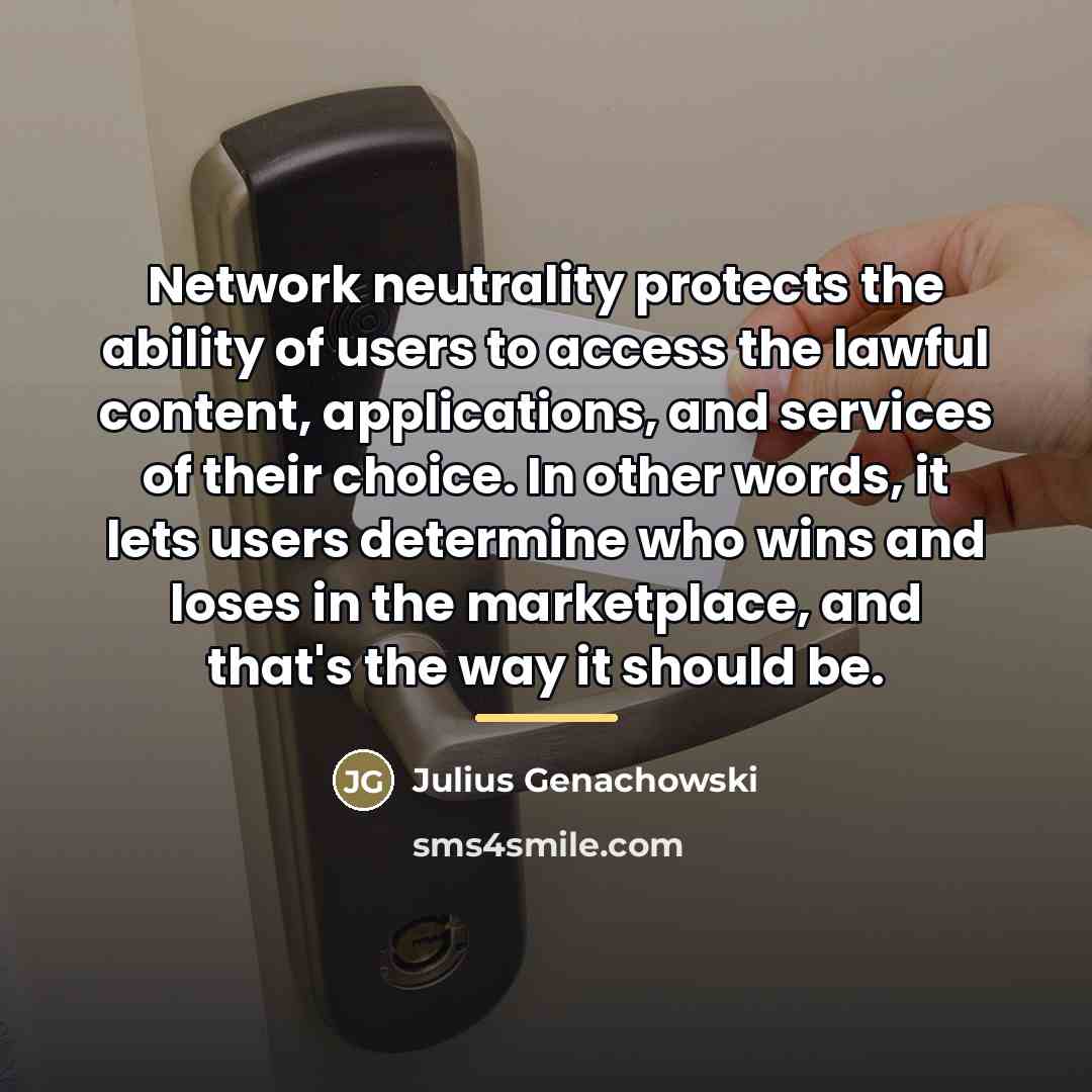“Network neutrality protects the ability of users to access the…” quote by Julius Genachowski