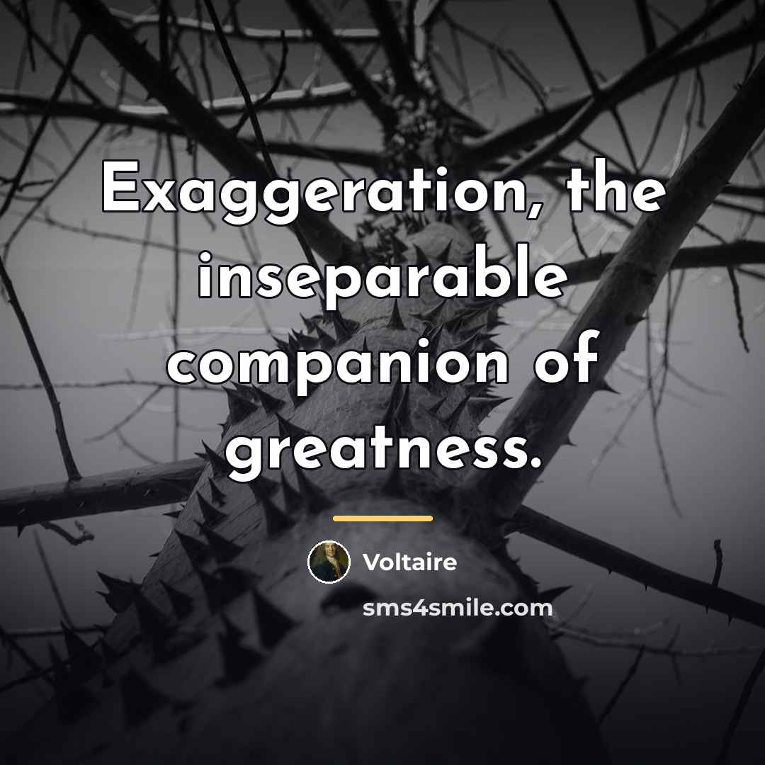 “Exaggeration, the inseparable companion of greatness.…” quote by Voltaire
