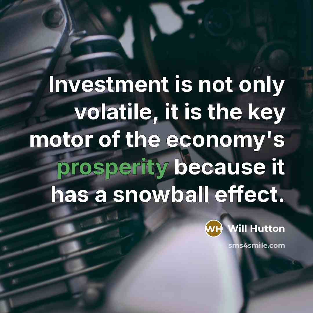 “Investment is not only volatile, it is the key motor…” quote by Will Hutton