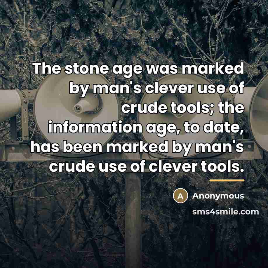 “The stone age was marked by man's clever use of…” quote by Anonymous