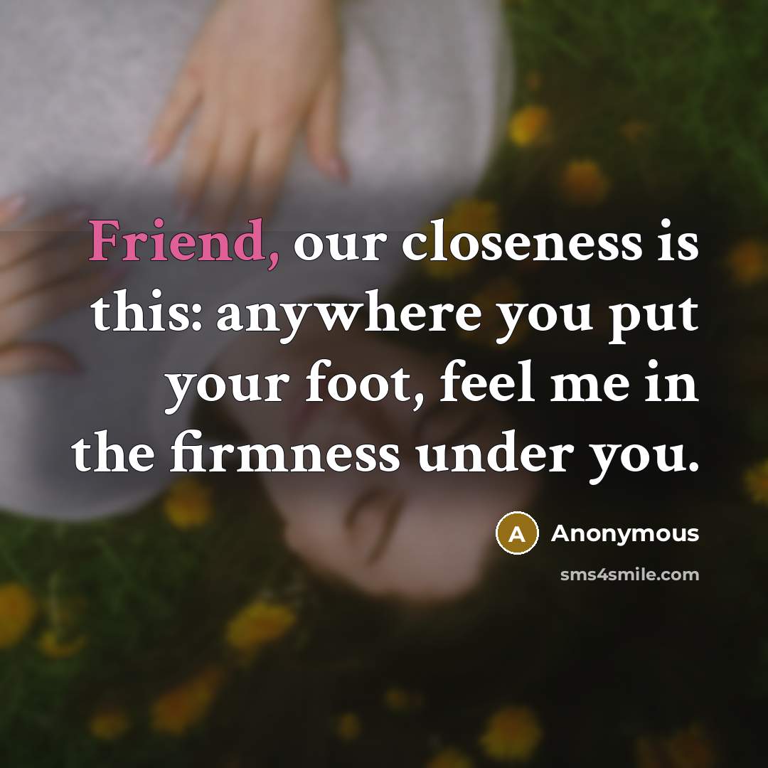 “Friend, our closeness is this: anywhere you put your foot,…” quote by Anonymous