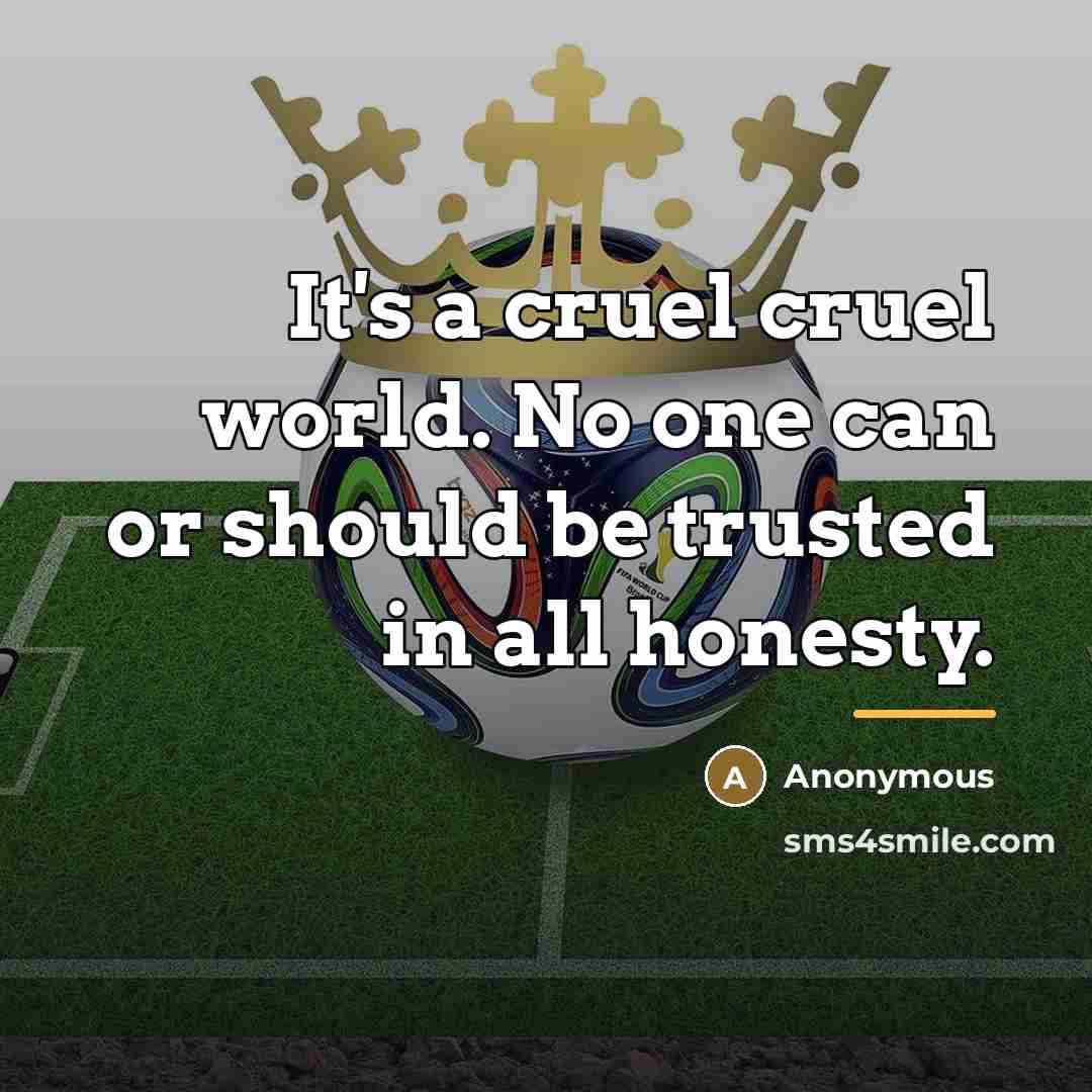 “It's a cruel cruel world. No one can or should…” quote by Anonymous