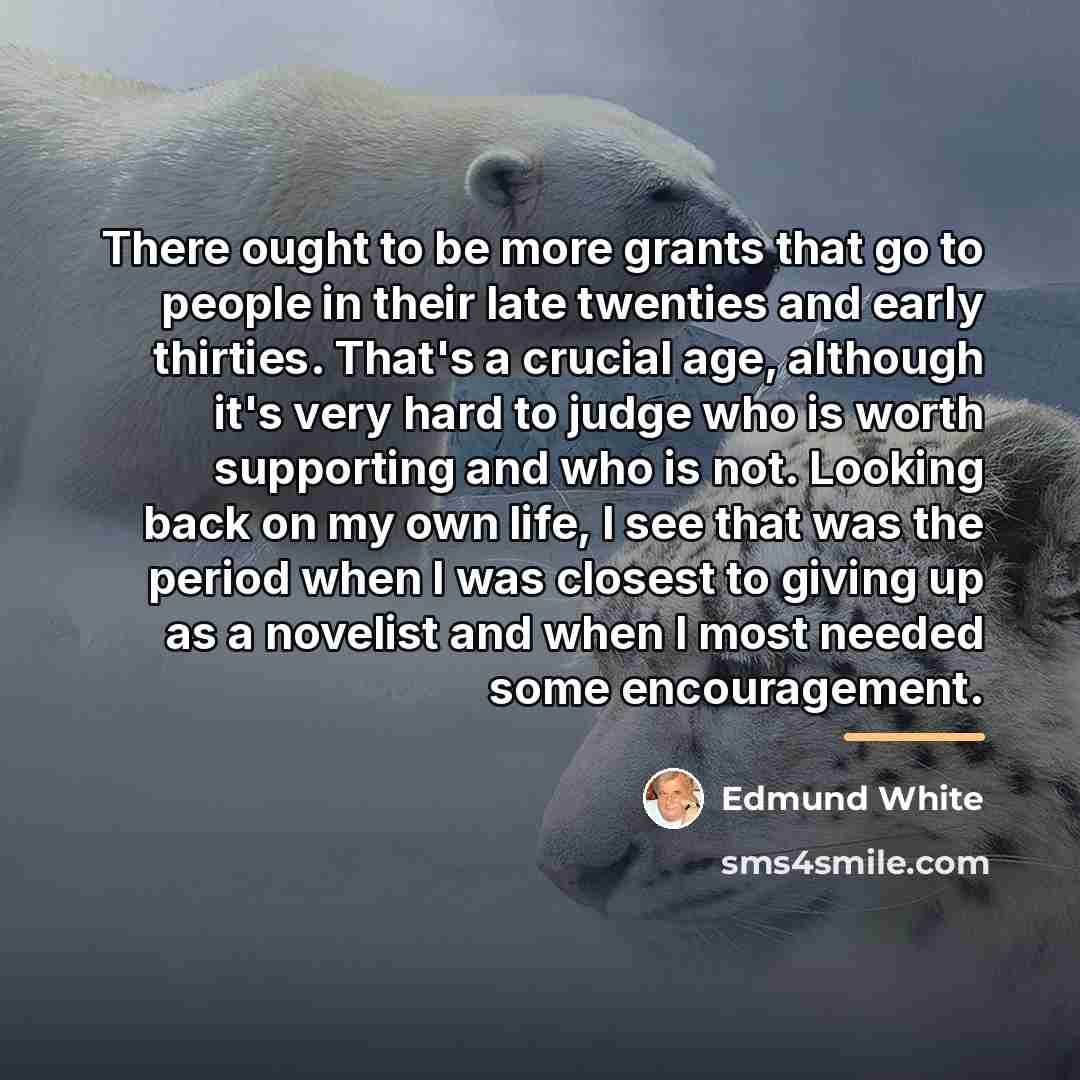 “There ought to be more grants that go to people…” quote by Edmund White