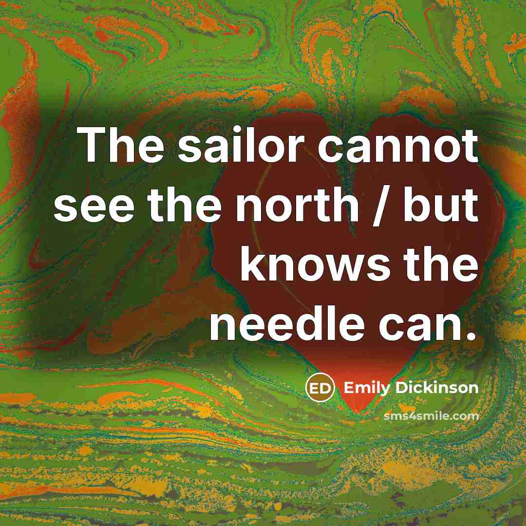 “The sailor cannot see the north / but knows the…” quote by Emily Dickinson