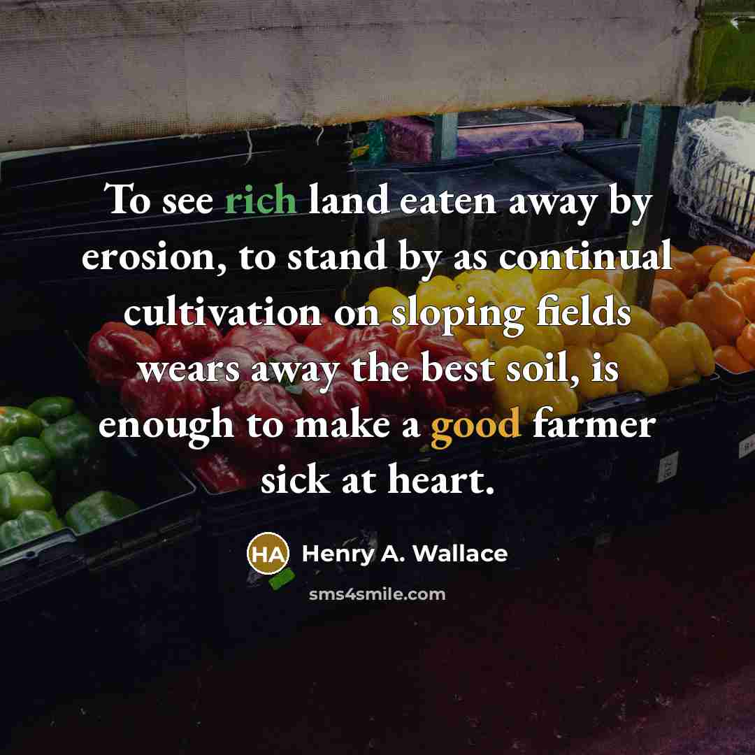 “To see rich land eaten away by erosion, to stand…” quote by Henry A. Wallace