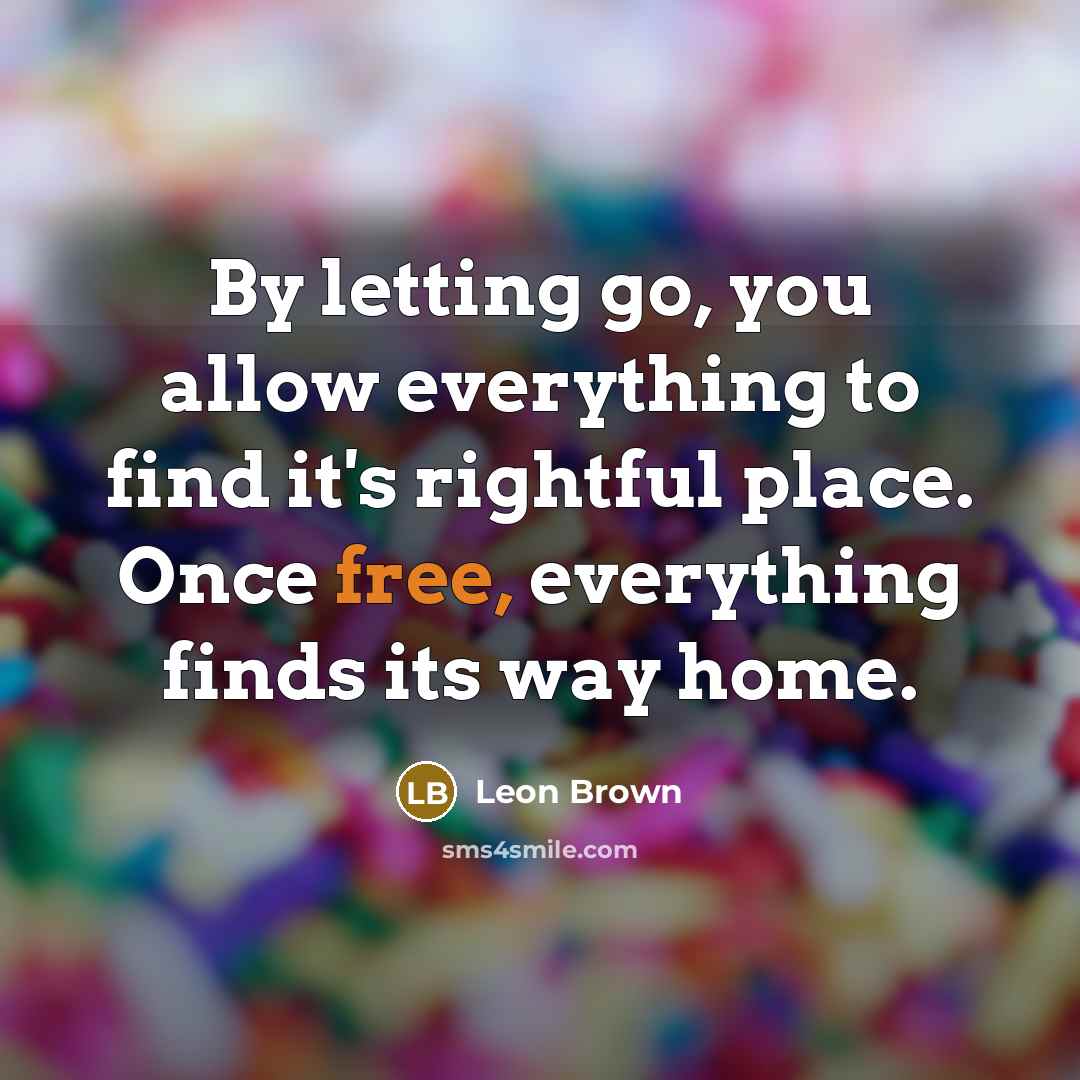 “By letting go, you allow everything to find it's rightful…” quote by Leon Brown