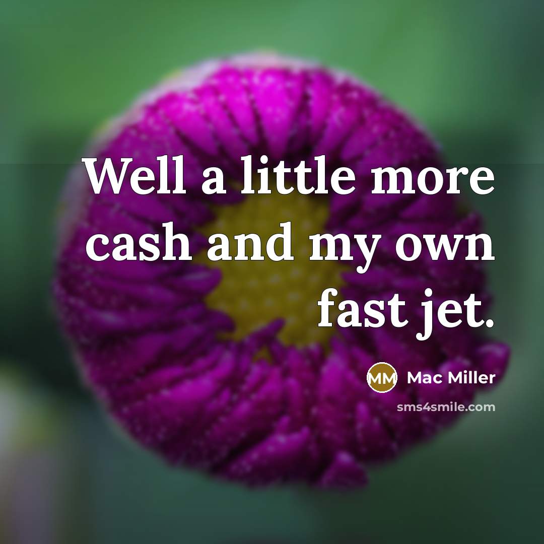 “Well a little more cash and my own fast jet.…” quote by Mac Miller