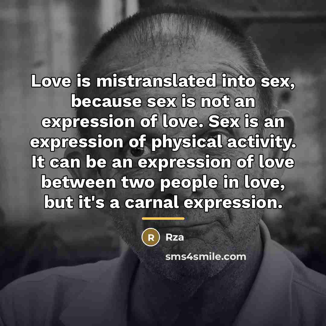 “Love is mistranslated into sex, because sex is not an…” quote by RZA