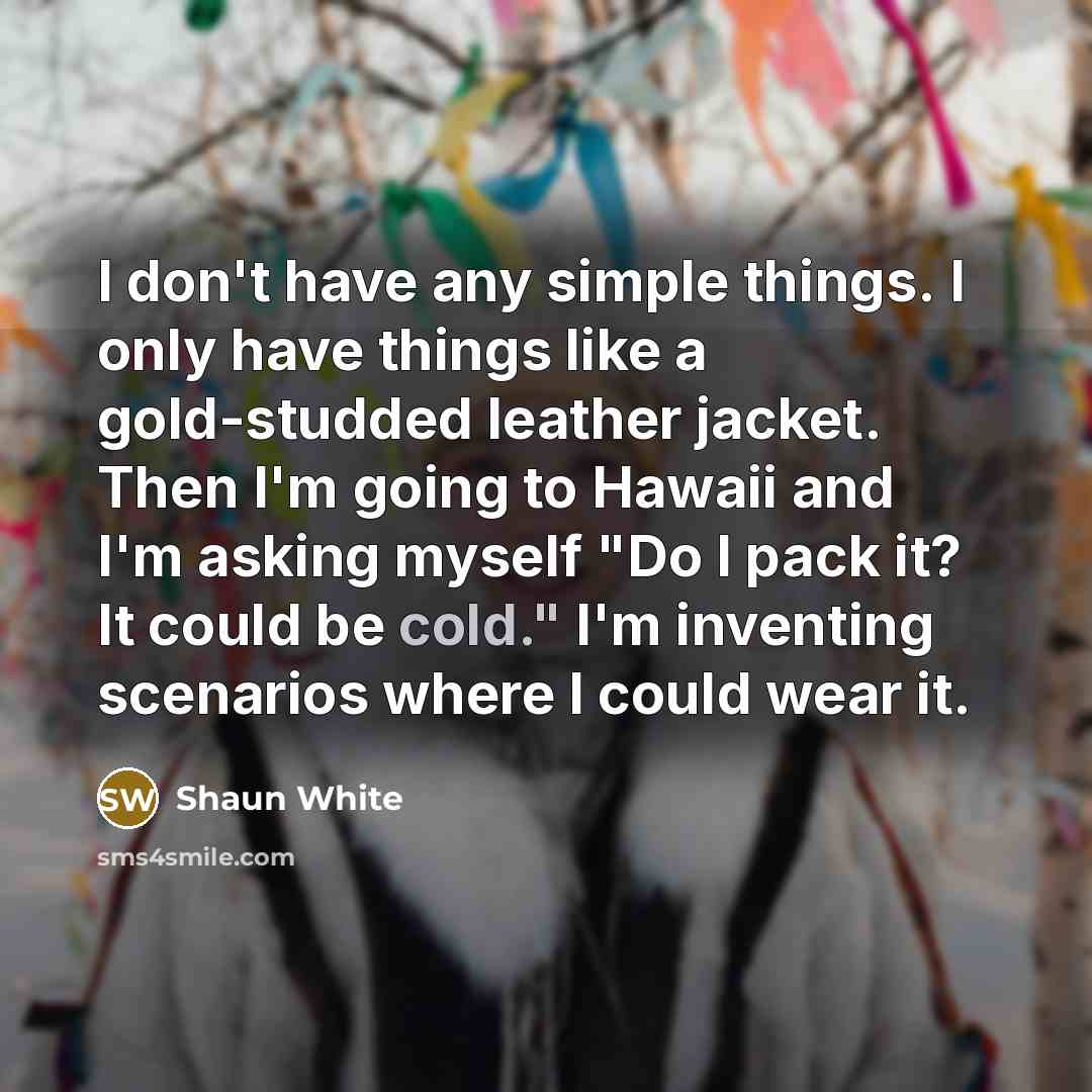 “I don't have any simple things. I only have things…” quote by Shaun White